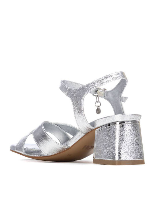 Xti Silver Metallic Women's Sandals Metallic Detail On The Heel