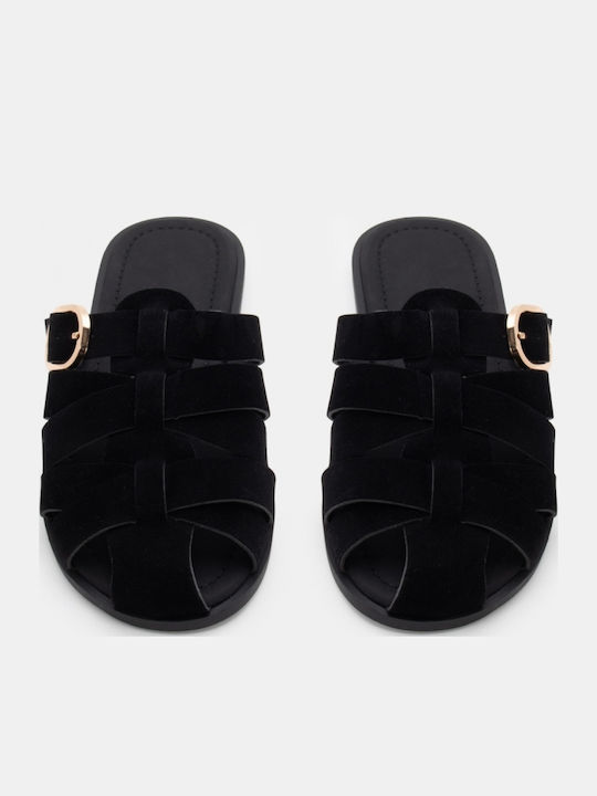 Flache Damen Sandalen Schwarz