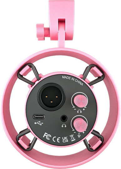 Fifine K688P Δυναμικό Μικρόφωνο XLR Shock Mounted σε Ροζ Χρώμα