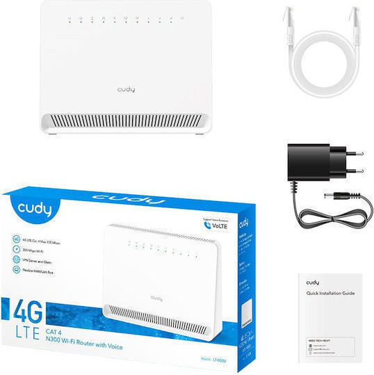 Cudy N300 Wireless 4G Portable Hotspot Wi‑Fi 4 with 3 Ports