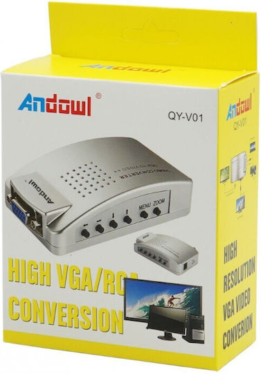 Andowl Qy-v01 VGA Female to RCA S-Video VGA Female VGA RCA Converter