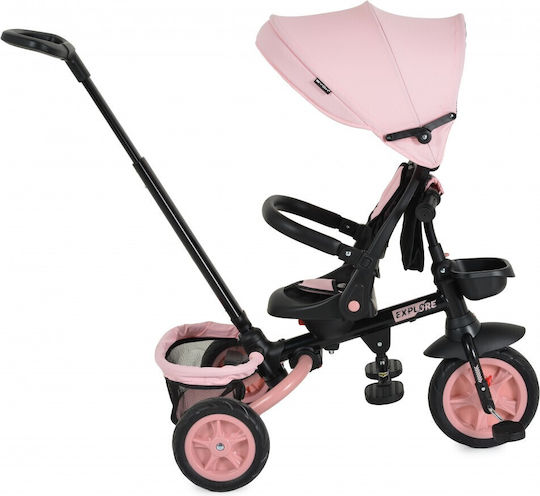 Byox Entdecke Klappbares Kinderdreirad mit Elterngriff für 12 Monate Rosa
