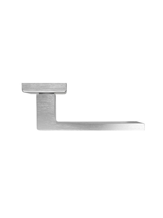 Arieni Maniglie Italiane Middle Door Matte & Polished Lever with Rosette for Both Sides Placement Silver Pair