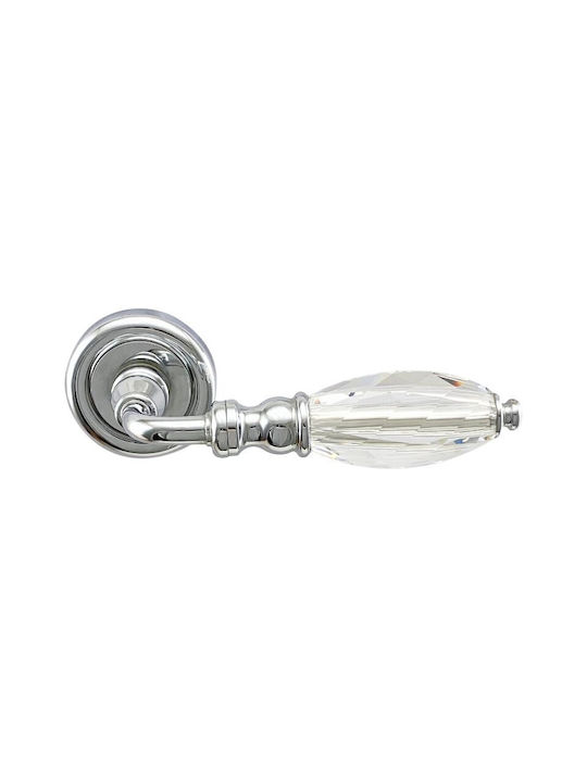 Door Handles Rosette Linea Cali Diamante Chrome Swarovski Crystal Right Cylinder Security