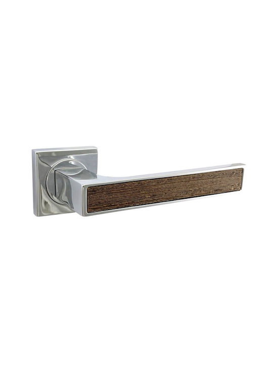Türgriffe Rosette Linea Cali Zen Chrom Holz Rechts Sicherheit Zylinderschloss