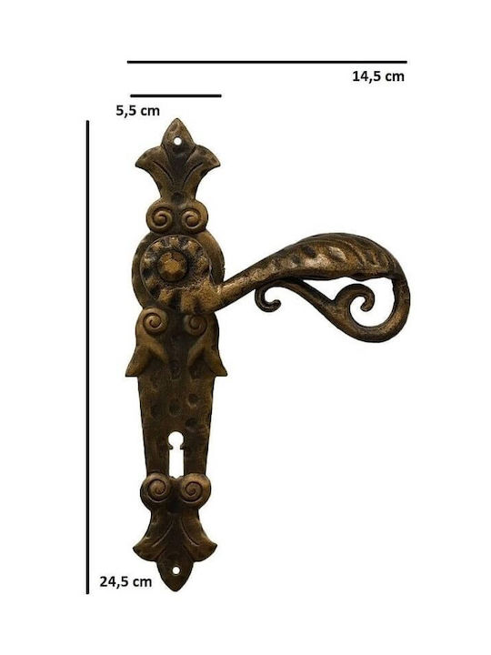 Mânere Ușă Placă Handmade Galbusera 505-c Negru Patină Aurie Stânga Siguranță Cilindru