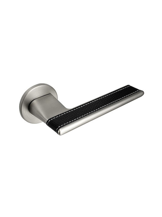 Türgriffe Rosette Zb Yalis 84267 Matt Inox Schwarzes Leder Links Sicherheit Zylinderschloss