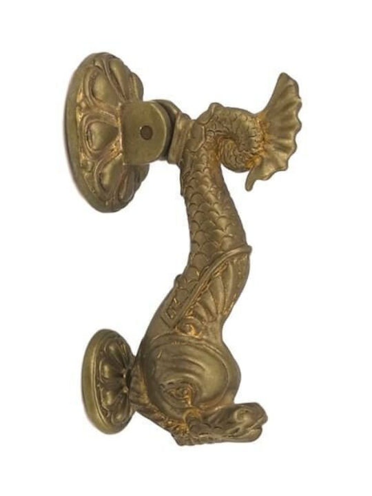 Handmade Door Knocker Poggi Mariani 720 B Brass Gold Patina 7x16.5cm