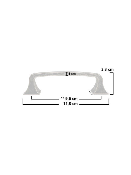 Arte 121 Λαβή Επίπλου από Ζάμακ Κασσίτερος 118mm (Απόσταση Κέντρων 96mm)