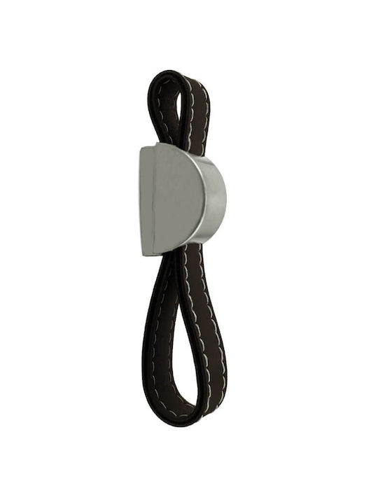 Knob Furniture made of Leather & Metallic in Brown Color 112mm EM-EDS-7070-MAT-NIKEL 1pcs