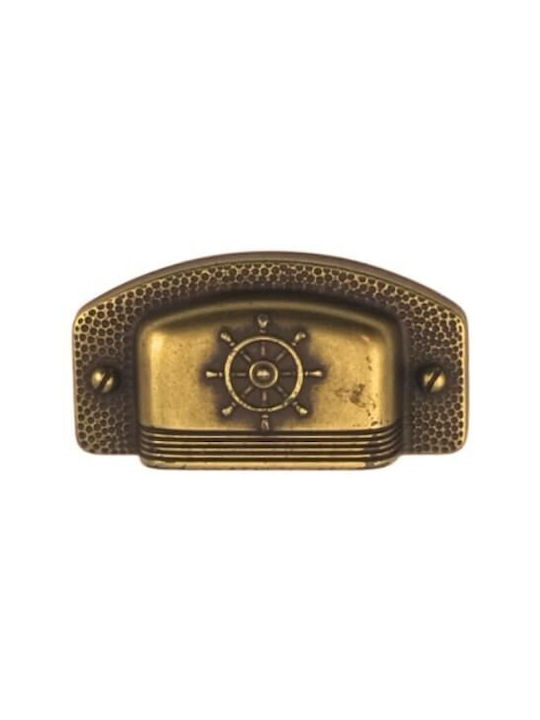 Pamar Antik Handgriff Möbelgriff Bündiger Griff aus Metallisch in Bronze Farbe 64mm MN-560-64-ANTIQUE-BRASS 1Stück