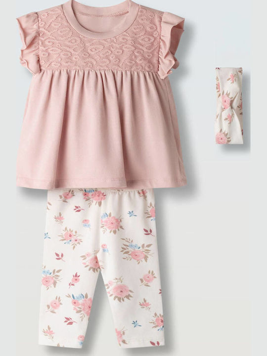 Set pentru copii cu colanți Vară 2buc Pink, White