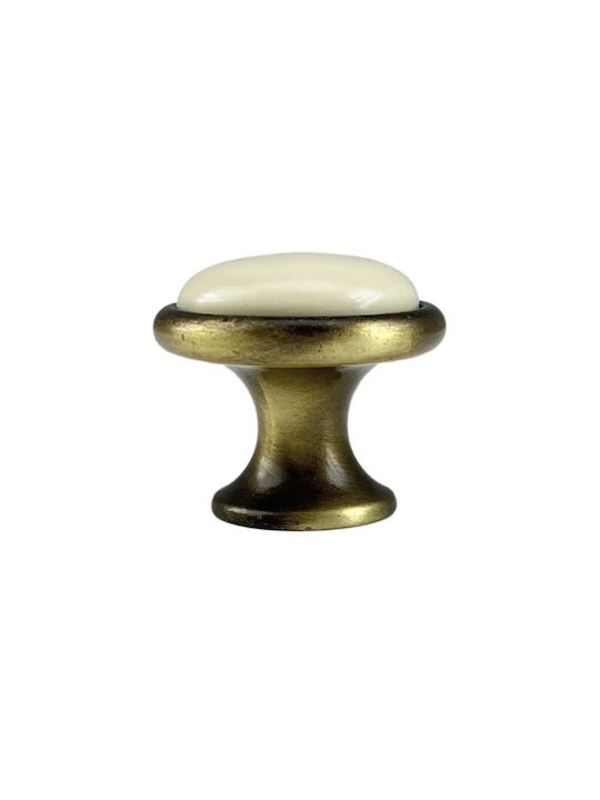 TMC Knob Furniture made of Porcelain & Zamak in White Color D35mm 3008-41-CREAM 1pcs