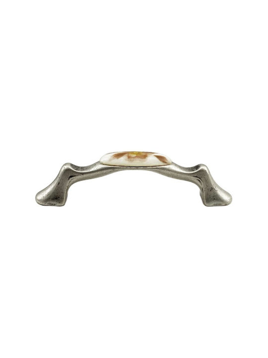 Möbelgriffe Gem Mz 1265 96mm Antik Silber Braun Blume
