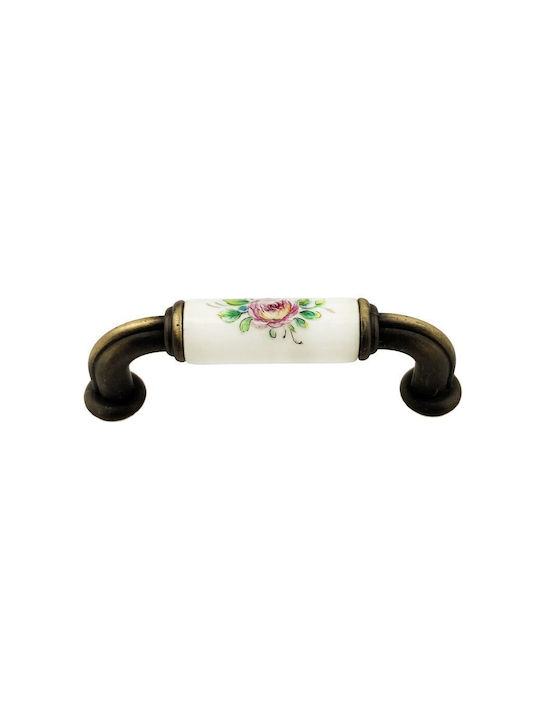 Möbelgriff Gem Mz S755 64mm Bronze Rosa Blumen