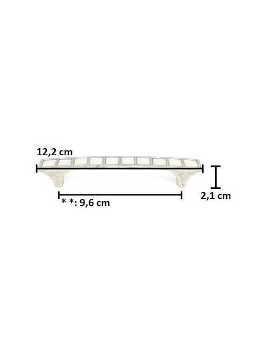 Möbelgriffe Gem Mz 646 96mm Antik Silber Weiße Porzellan