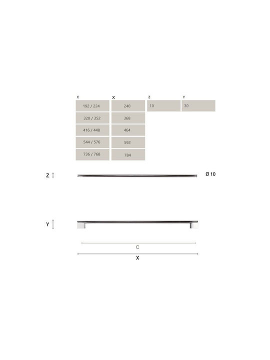 Mâner Pentru Mobilier Citterio Line 373 Cromiu 320mm