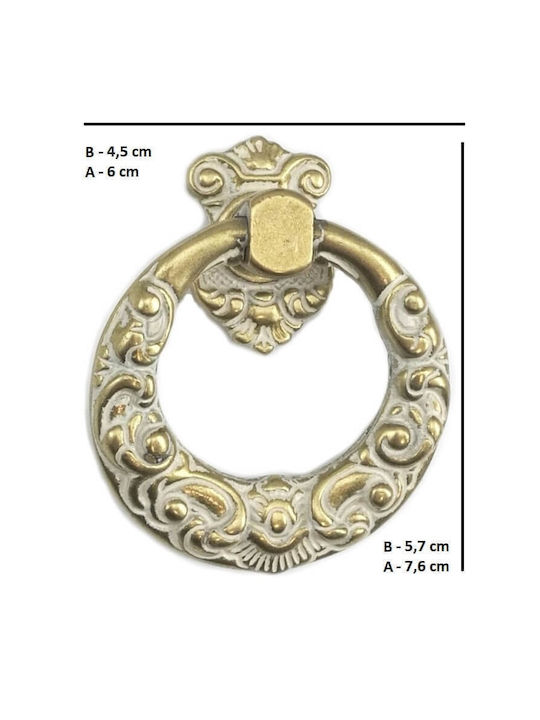 Möbelgriff Kremasé Besana 1317 Gold Weißer Patina B