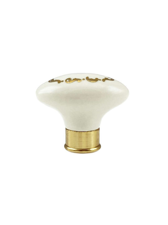 Möbelgriff Gem Pp 42 Gold Weißer Gebrochener Porzellan Goldene Dekoration Φ45mm