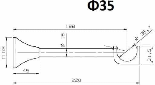 Zogometal Curtain rail base Wall made of Metal Silver 1pcs