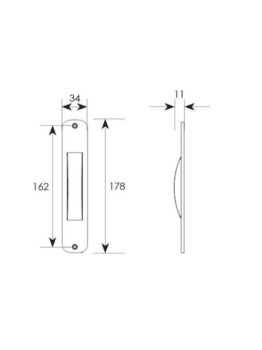 Zogometal 219 Mânere Îngropate Pentru Uși Încastrat Bronz 178mm (Centrele Găurilor 162mm) 219