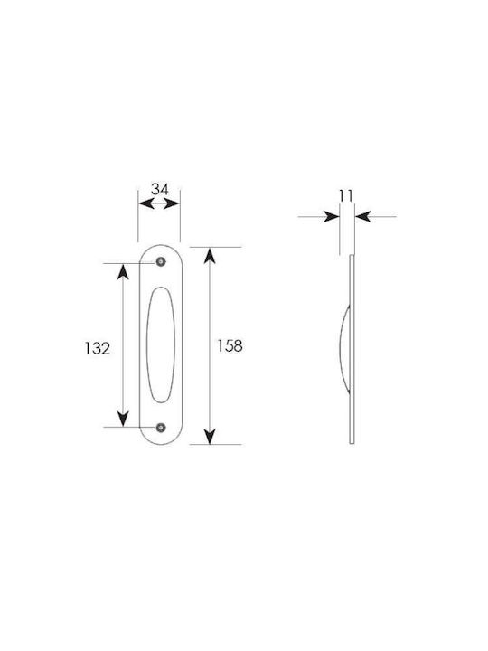 Zogometal 220 Türdrücker ohne Loch Nickel Matt 158mm (Lochabstände 132.4mm) 220