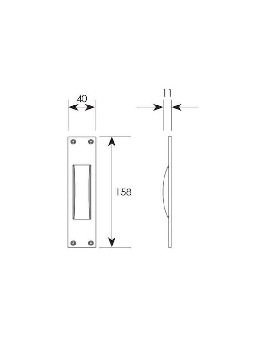 Zogometal Χρώμιο Door Flush Handle with Key Hole 230 158mm