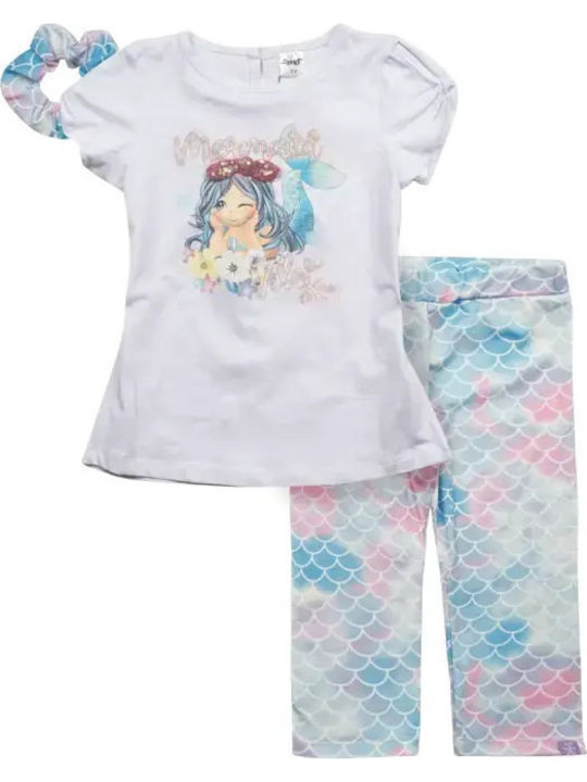 Kids Set with Leggings Summer 3pcs White