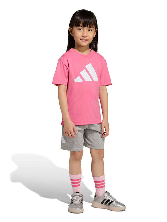 Kids Set with Shorts Summer 2 Pieces Pink Logo
