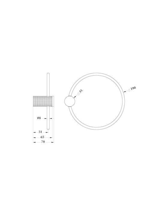 Sparke Miratto 08 Bathroom Hook Ring Single with Screws 19x7cm Black