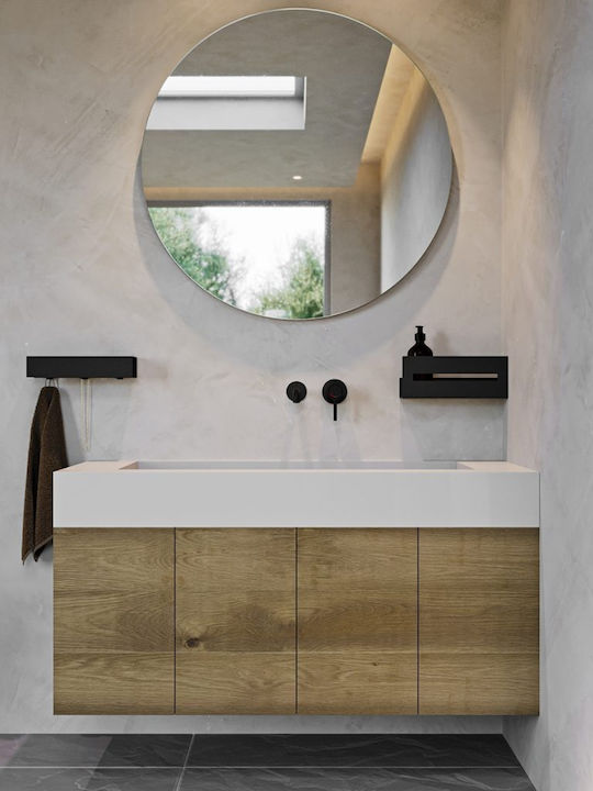Verdi Wall Mounted Bathroom Shelf Metallic 10.3x10.3x77cm Grey