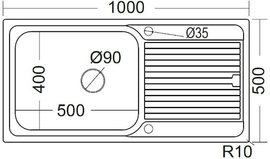 Fortinox Arena Drop-In Inox Küchenspüle Satiniert M100xB50cm Silber