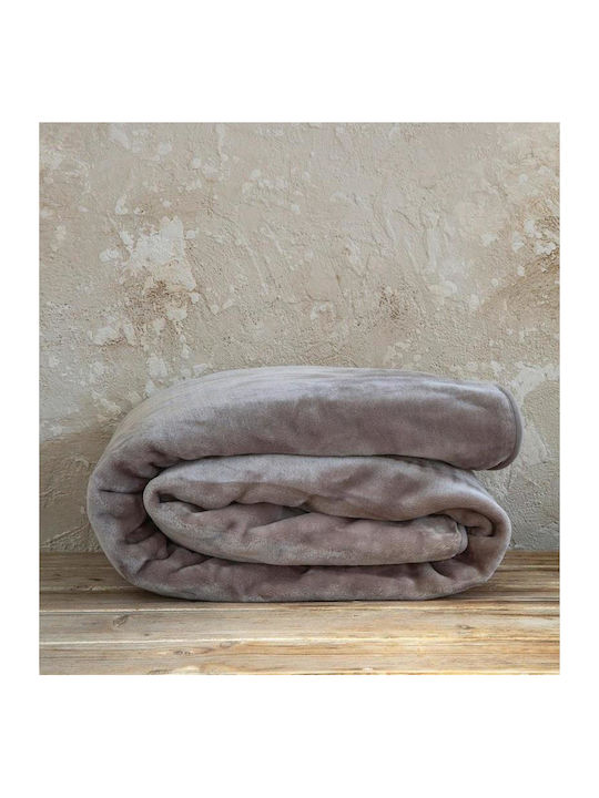 Nima Coperta Κουβέρτα Βελουτέ Μονή 160x220εκ. Cigar Beige