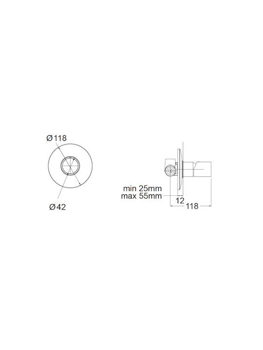 Eurorama Built-in Mixer & Diverter Set for Shower 3 Exits Silver