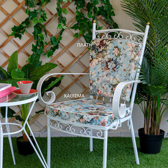 Be Comfy Gartenstuhlkissen Blau Blumen 45x48cm