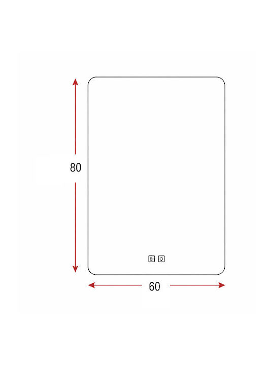 Огледало За Баня LED Touch Mirrorlux Eos S-4533v Правоъгълно 800х600мм