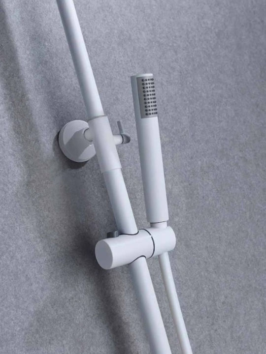 Imex Milos Reglabilă Coloană de duș cu Baterie 95-132 cm Albă