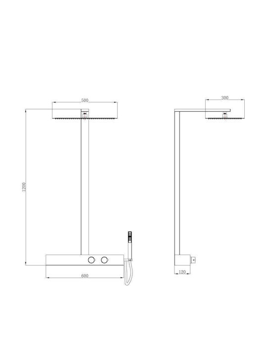 Sparke Folice Shower Column with Bathtub Mixer 120cm Black