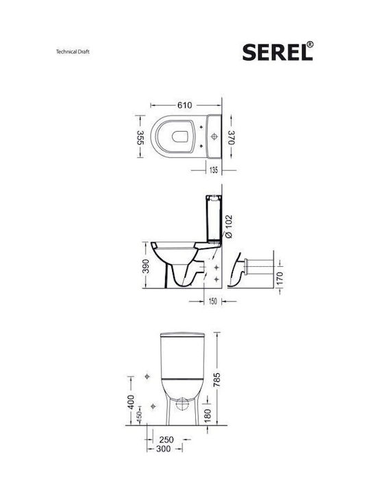 Serel Floor-Standing Toilet with Slim Cover Soft Close White