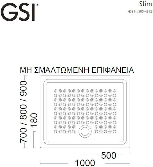 GSI Rectangulară Duș ceramic 100x70cm Albă