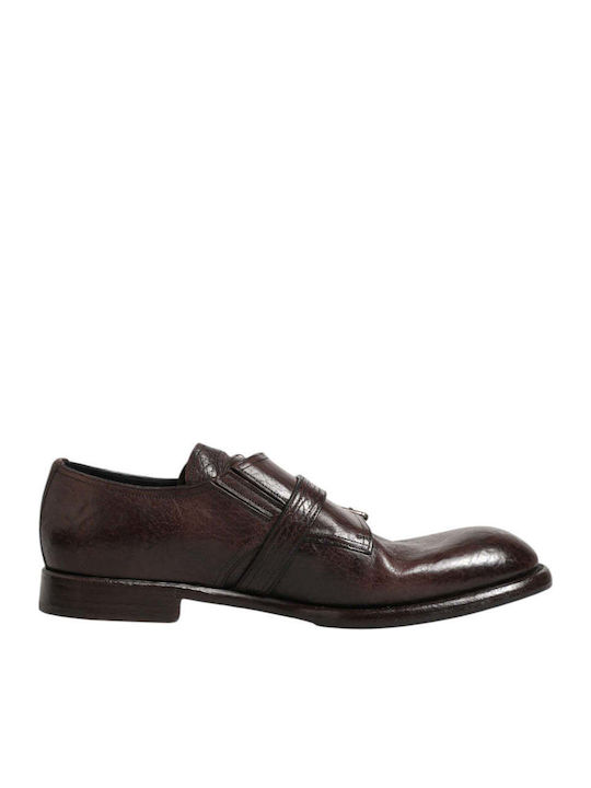 Pantofi Monk Din Piele Pentru Bărbați Maro