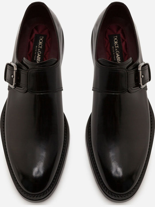 Dolce & Gabbana Кожени Мъжки Monk Скарпини Черни