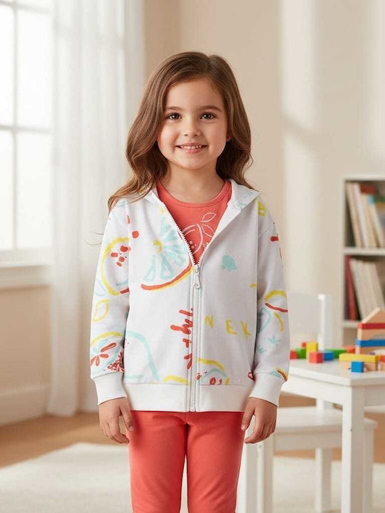 Kids Set with Leggings 3 Pieces White-Coral