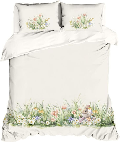 Lenjerii Deosebite Set Bettbezüge Baumwollbeige Doppel mit 2 Kissenbezügen und 1 Bettlaken 200x220cm