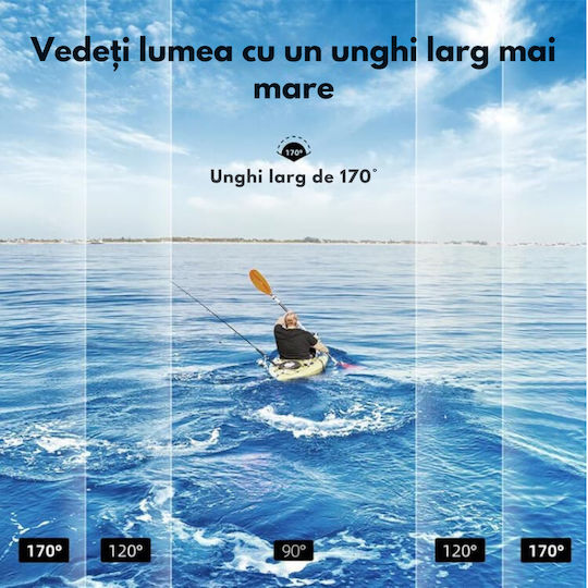 DB-0068 Cameră de Acțiune 256GB 5K Subacvatică (cu Husă) cu Ecran 2" și Wi-Fi Neagră