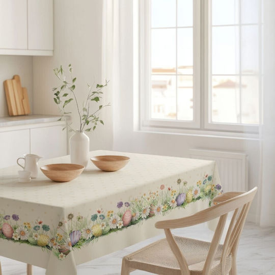100% Cotton Tablecloth Spring Flowers Eggs 140x220cm Egly