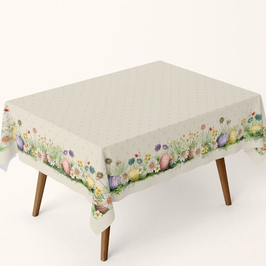 100% Cotton Tablecloth Spring Flowers Eggs 140x320cm Egly