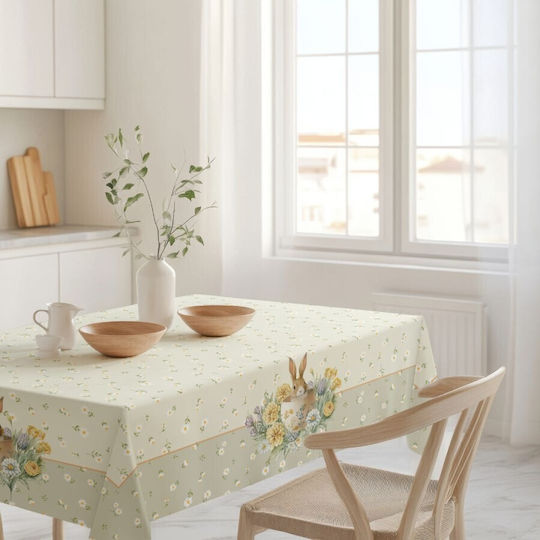 Față De Masă Din Bumbac 100% Flori Iepurași 140x320cm Roco