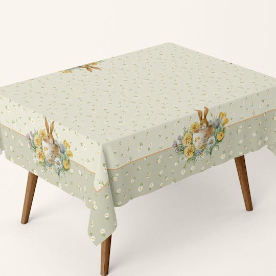 Față De Masă Din Bumbac 100% Flori Iepurași 140x320cm Roco