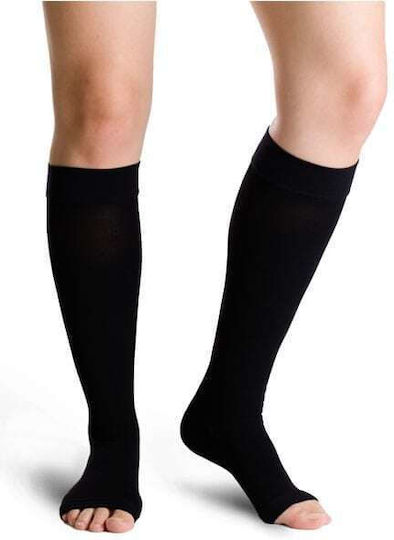 Varisan Top Short Calf High Graduated Compression Socks Open Toes Compression Class 1 Black 2031K
